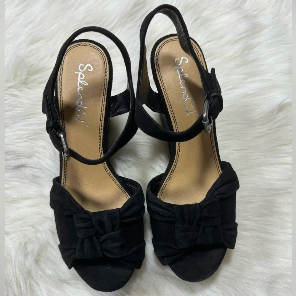 New Splendid Nada Wedge Platform Sandals black Suede